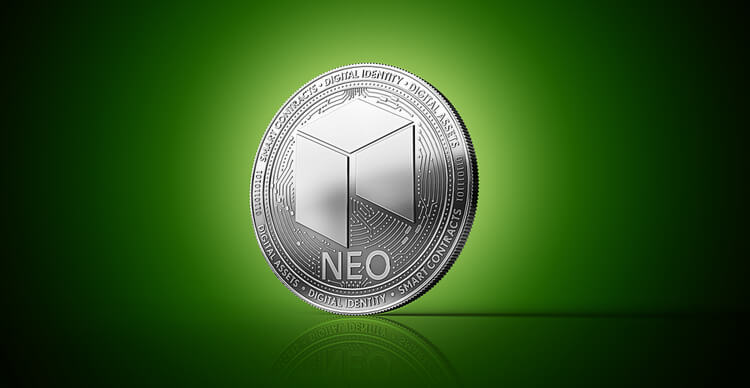 NEO-Coin auf grünem Hintergrund