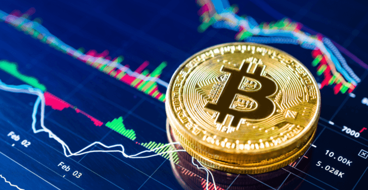 Bitcoin-Marktdaten auf einem Bildschirm